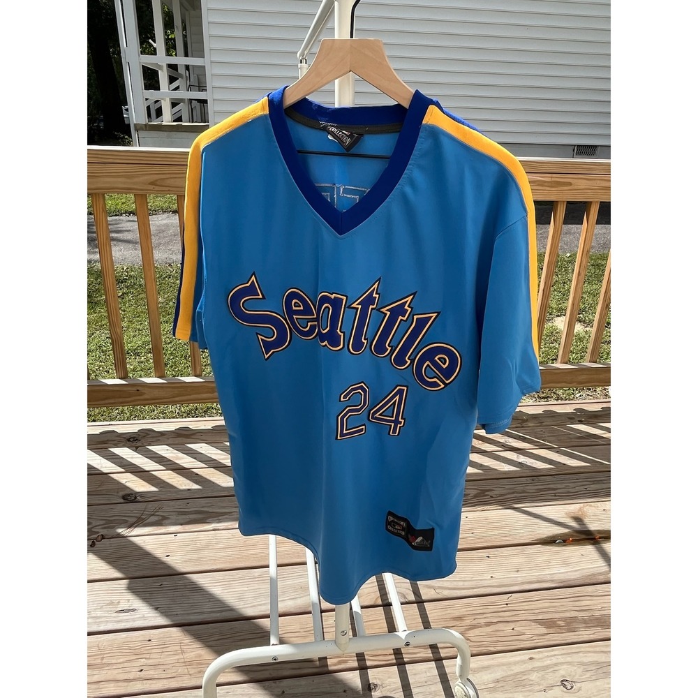 Vintage Majestic Seattle Mariners Ken Griffey Jr 24 Jersey Blue Mens Large USA